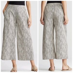 Eileen Fisher Chainette Print Organic Cotton Wide Leg Cropped Pants Women Small